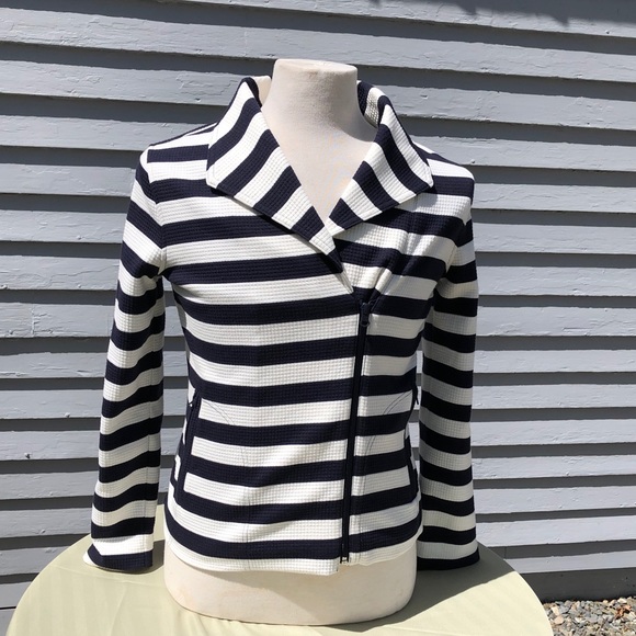 Talbots Jackets & Blazers - Talbots Navy and White Striped Jacket Size Small Coastal Nautical Vibe